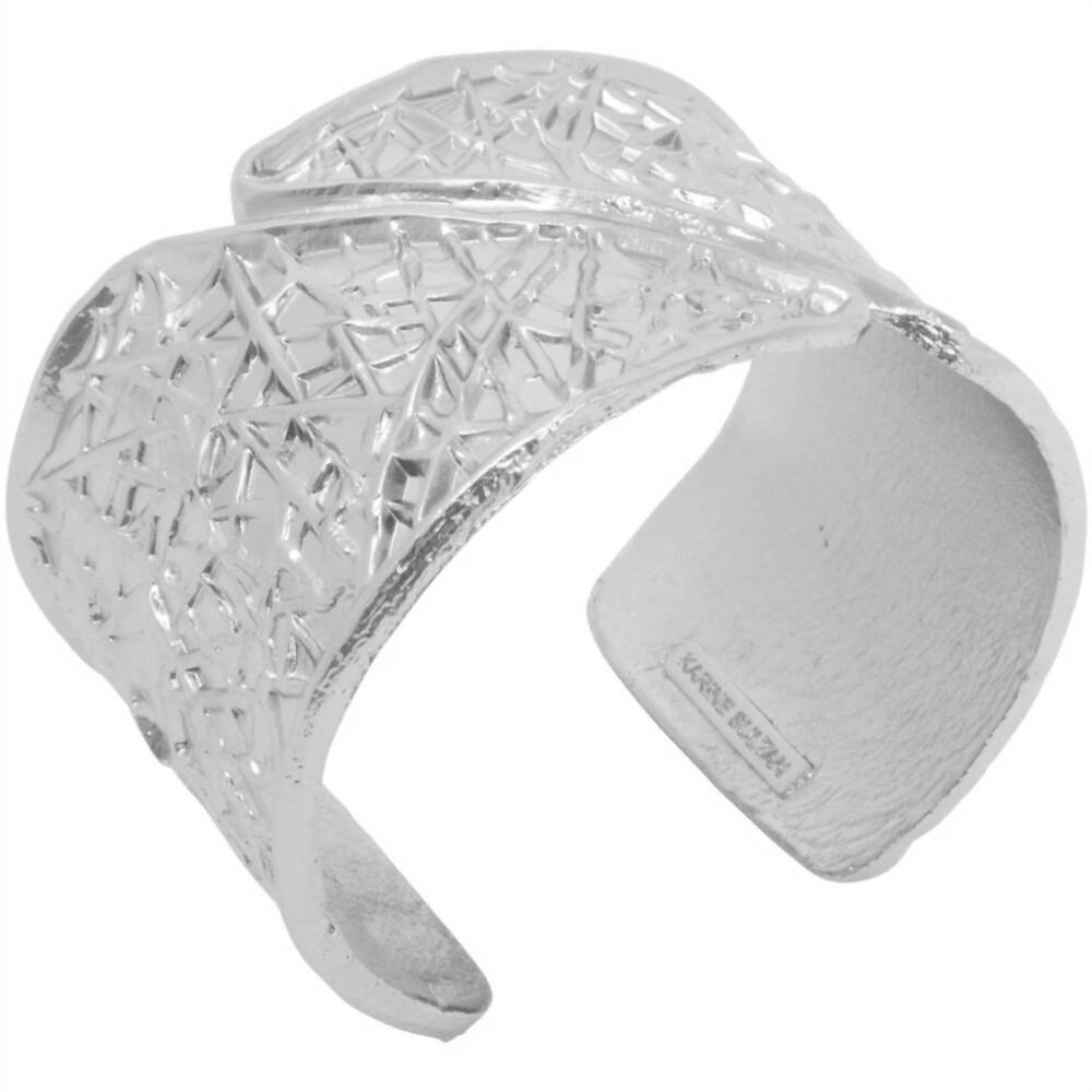 NEW KARINE SULTAN women's modern geo cuff bracelet in silver